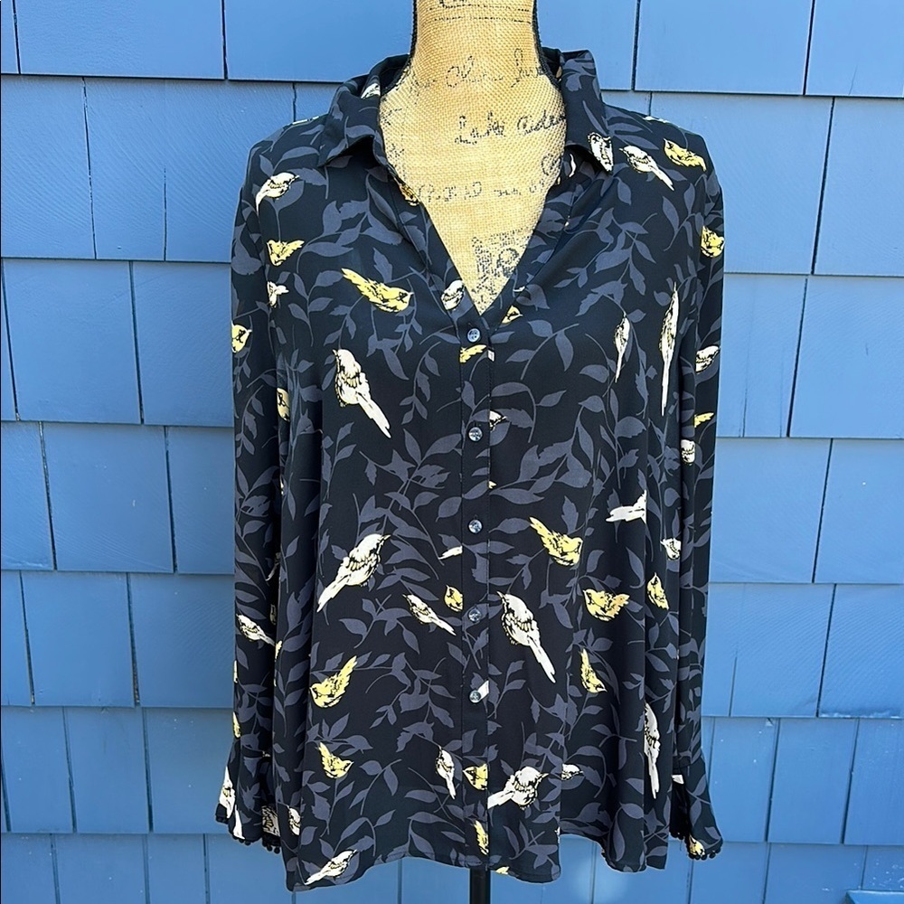 Charter Club Black and Yellow Button Down Shirt